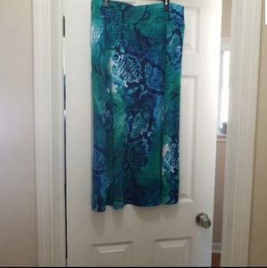 Blue and Green Printed Skirt